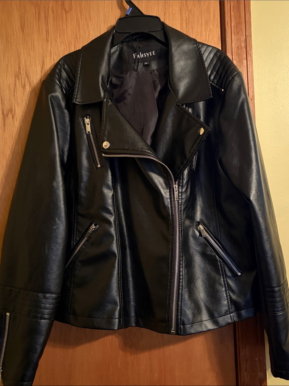 Women's Black Faux Leather Moto Jacket